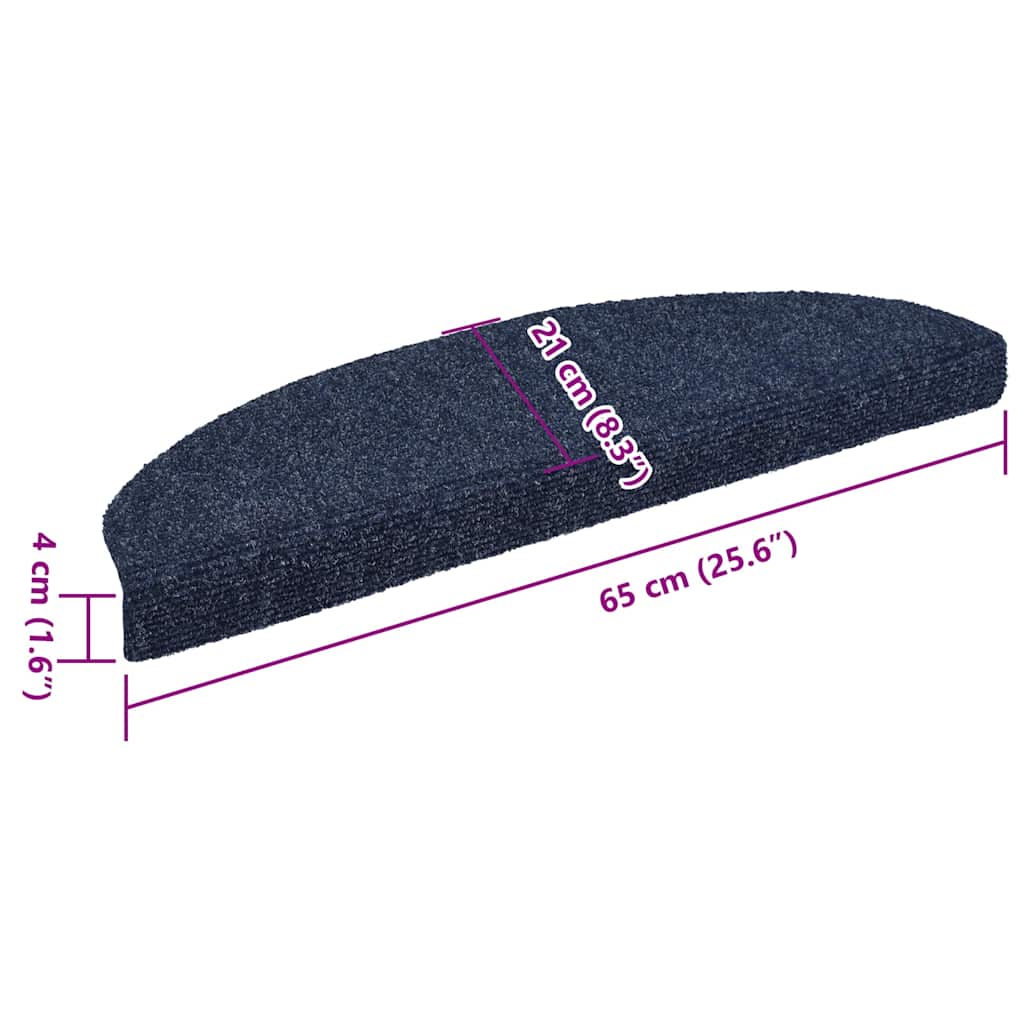 vidaXL Maty na schody samoprzylepne 5 szt. 65x21x4 cm niebieskie półokrągłe duże