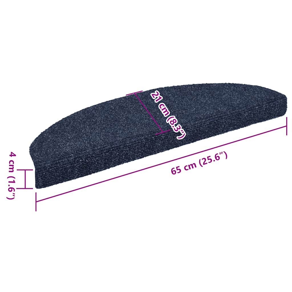 vidaXL Maty na schody samoprzylepne 10 szt. 65x21x4 cm niebieskie półokrągłe duże