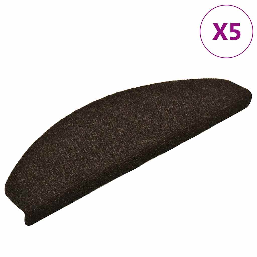 vidaXL Maty na schody samoprzylepne 5 szt. 65x21x4 cm Ciemnobrązowe półokrągłe duże