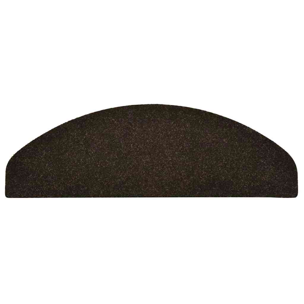 vidaXL Maty na schody samoprzylepne 5 szt. 65x21x4 cm Ciemnobrązowe półokrągłe duże
