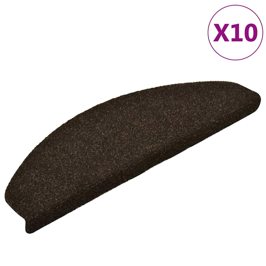 vidaXL Maty na schody samoprzylepne 10 szt. 65x21x4 cm Ciemnobrązowe półokrągłe duże