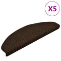 vidaXL Maty na schody samoprzylepne 5 szt. 65x21x4 cm Brązowe półokrągłe duże