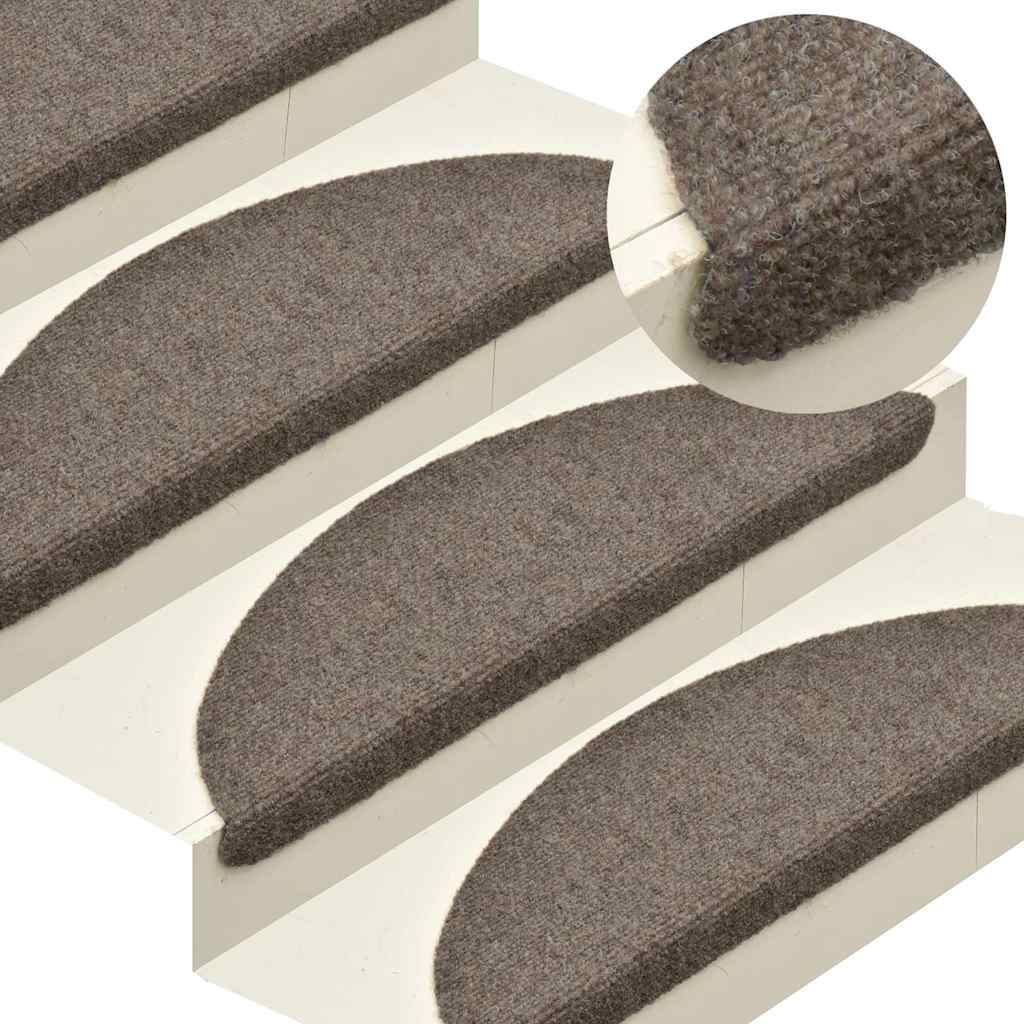 vidaXL Maty na schody samoprzylepne 5 szt. 65x21x4 cm beżowe półokrągłe duże