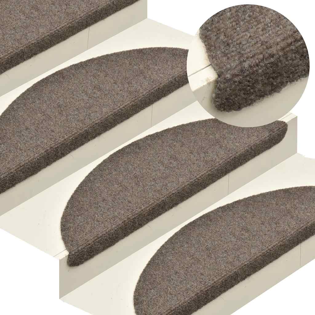 vidaXL Maty na schody samoprzylepne 10 szt. 65x21x4 cm beżowe półokrągłe duże