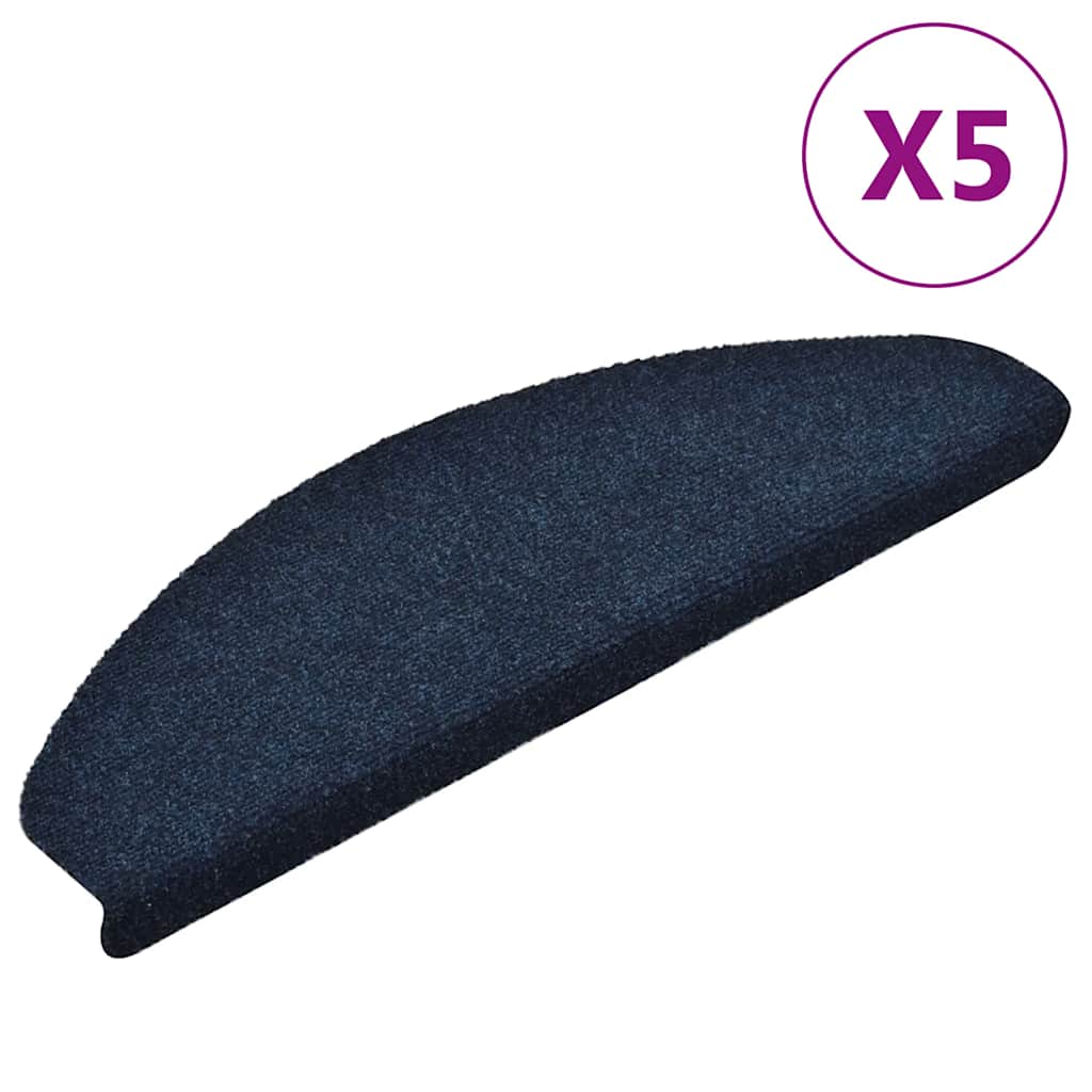 vidaXL Maty na schody samoprzylepne 5 szt. 65x21x4 cm granatowe półokrągłe duże