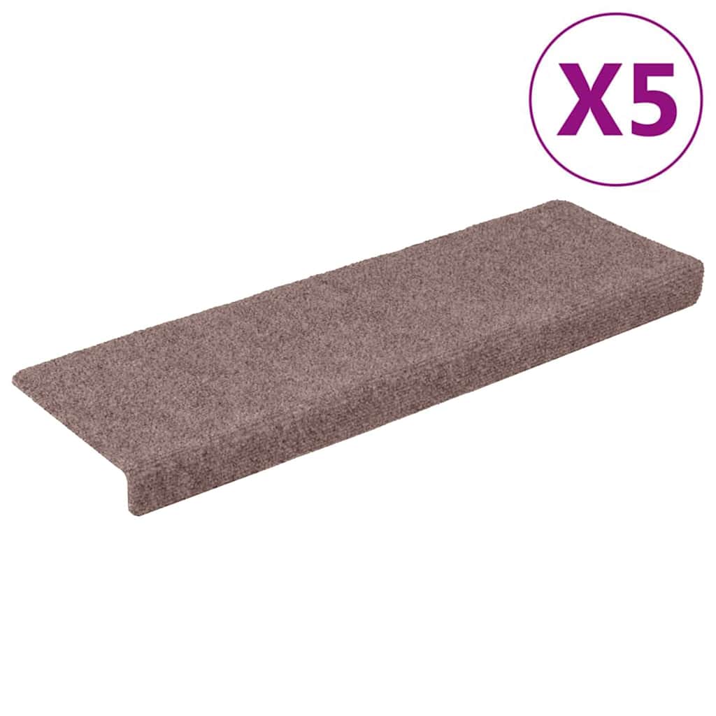 vidaXL Maty na schody samoprzylepne 5 szt. 65x21x4 cm jasnobrązowe, prostokątne krawędzie