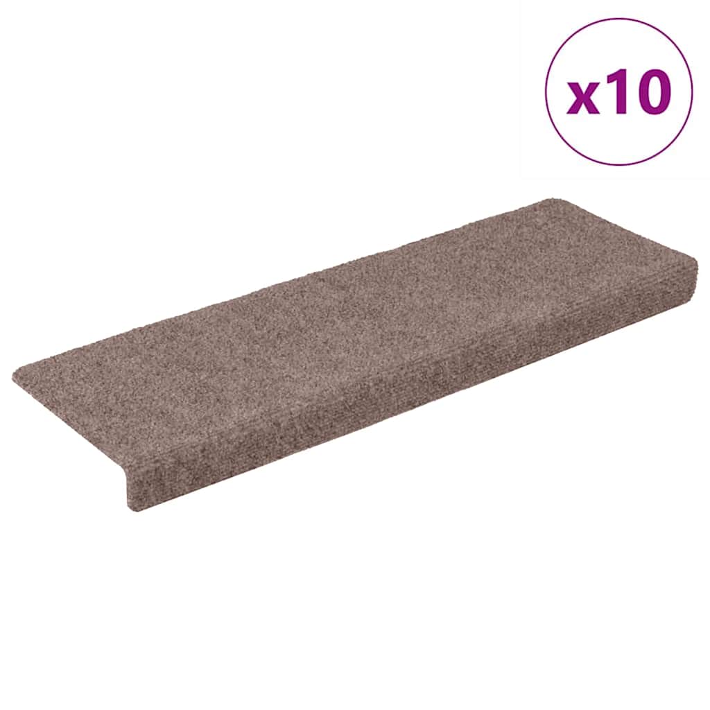 vidaXL Maty na schody samoprzylepne 10 szt. 65x21x4 cm jasnobrązowe, prostokątne krawędzie