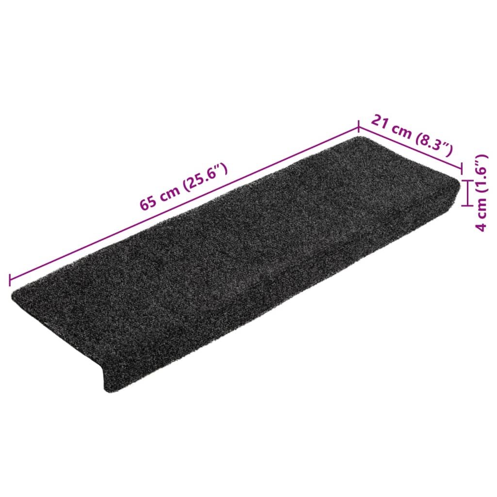 vidaXL Maty na schody samoprzylepne 10 szt. 65x21x4 cm ciemnoszare prostokątne krawędzie