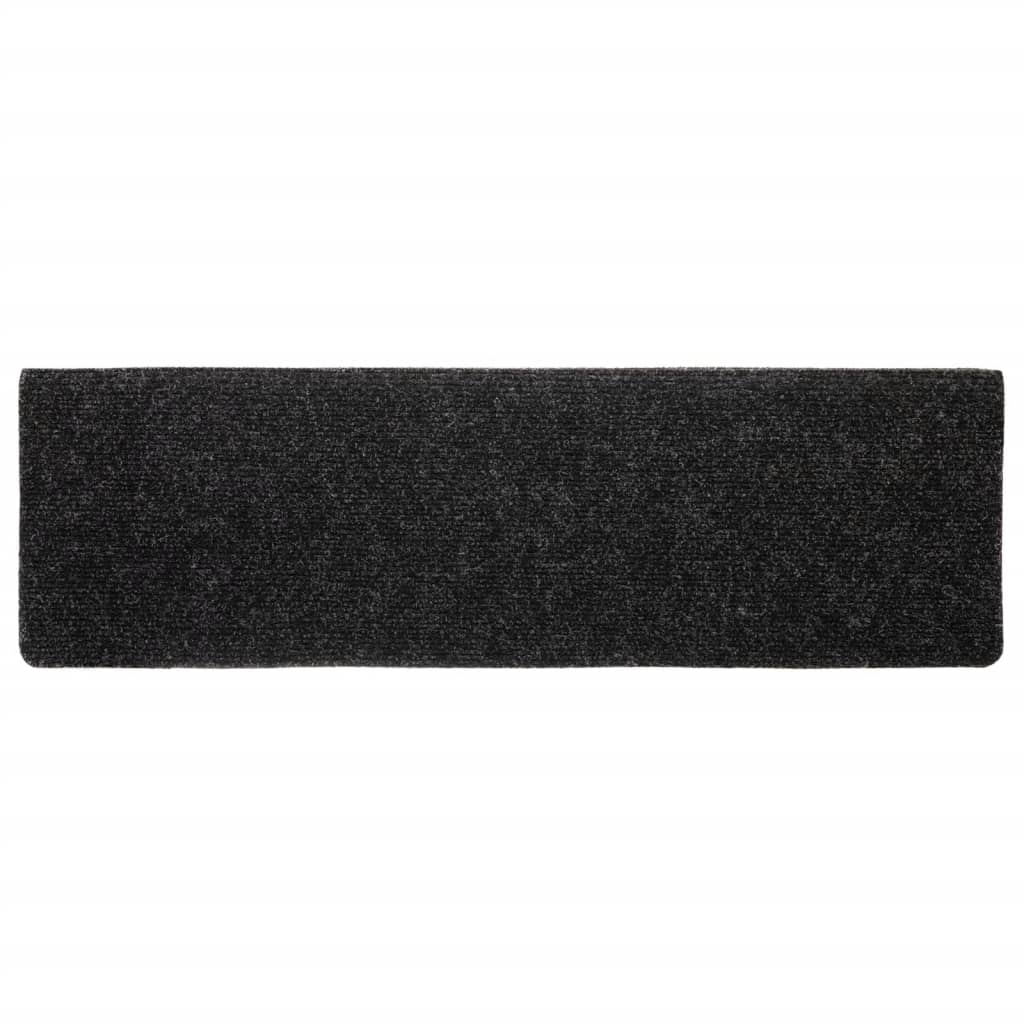vidaXL Maty na schody samoprzylepne 5 szt. 65x21x4 cm, czarne, prostokątne, z krawędzią