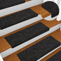 vidaXL Maty na schody samoprzylepne 5 szt. 65x21x4 cm, czarne, prostokątne, z krawędzią