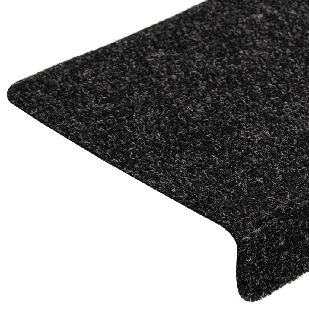vidaXL Maty na schody samoprzylepne 10 szt. 65x21x4 cm, czarne, prostokątne, z krawędzią
