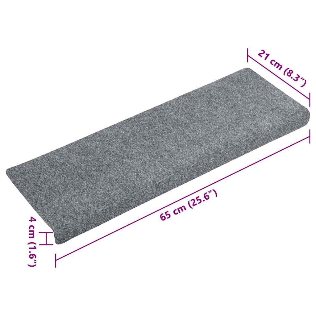 vidaXL Maty na schody samoprzylepne 5 szt. 65x21x4 cm Jasnoszary prostokątny brzeg