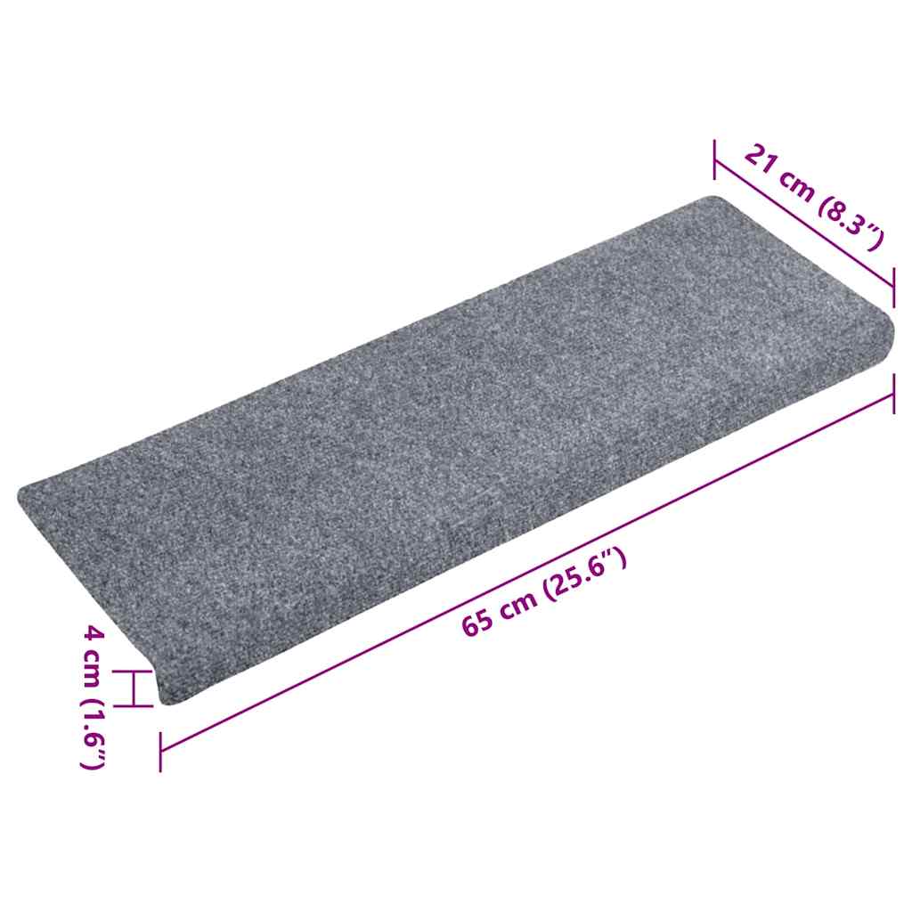 vidaXL Maty na schody samoprzylepne 10 szt. 65x21x4 cm Jasnoszary prostokątny brzeg
