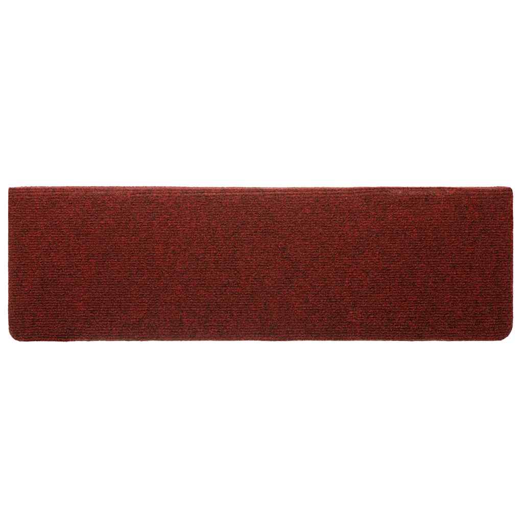 vidaXL Maty na schody samoprzylepne 5 szt. 65x21x4 cm Bordowe, prostokątne, czerwone