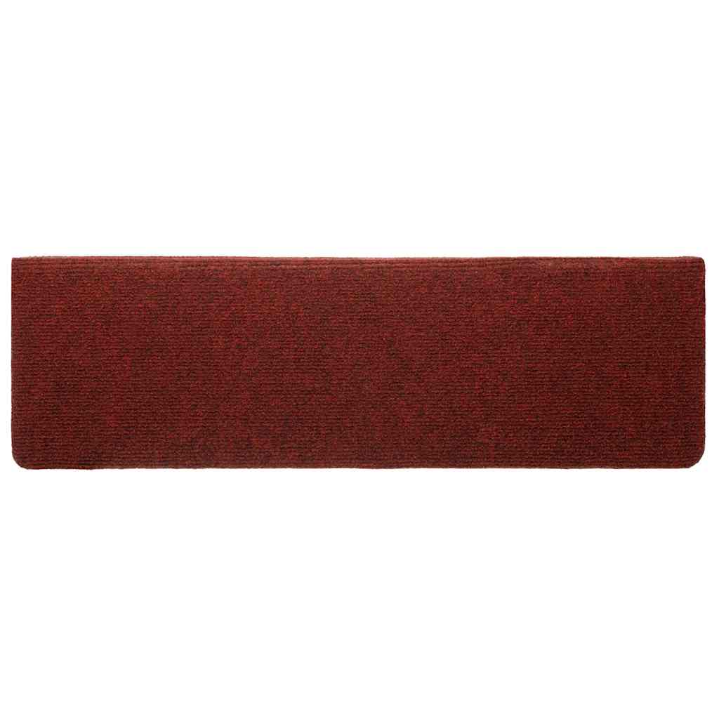 vidaXL Maty na schody samoprzylepne 10 szt. 65x21x4 cm Bordowe, prostokątne, czerwone