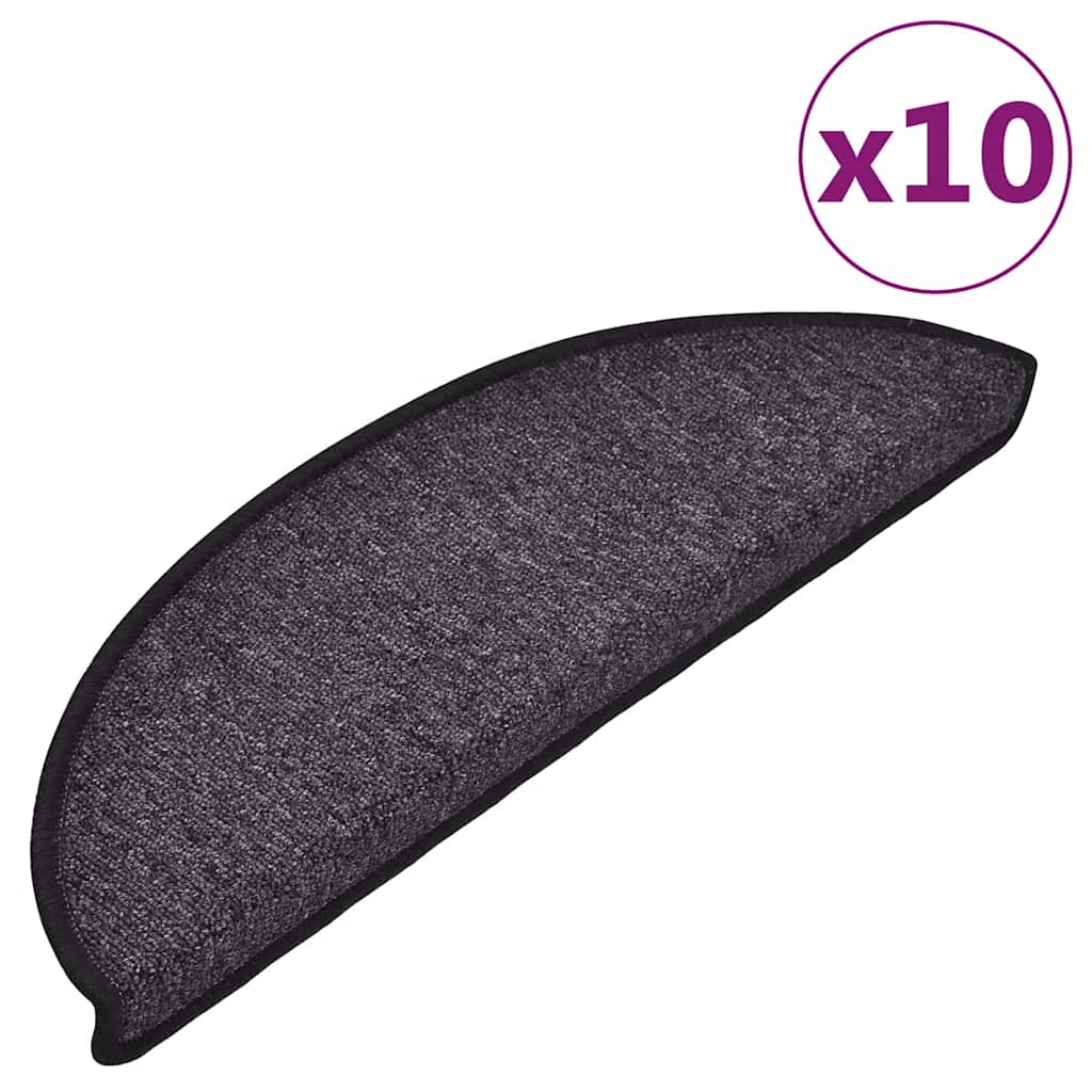 vidaXL Maty na schody 10 szt. 56x17x3 cm Antracyt Półokrągłe