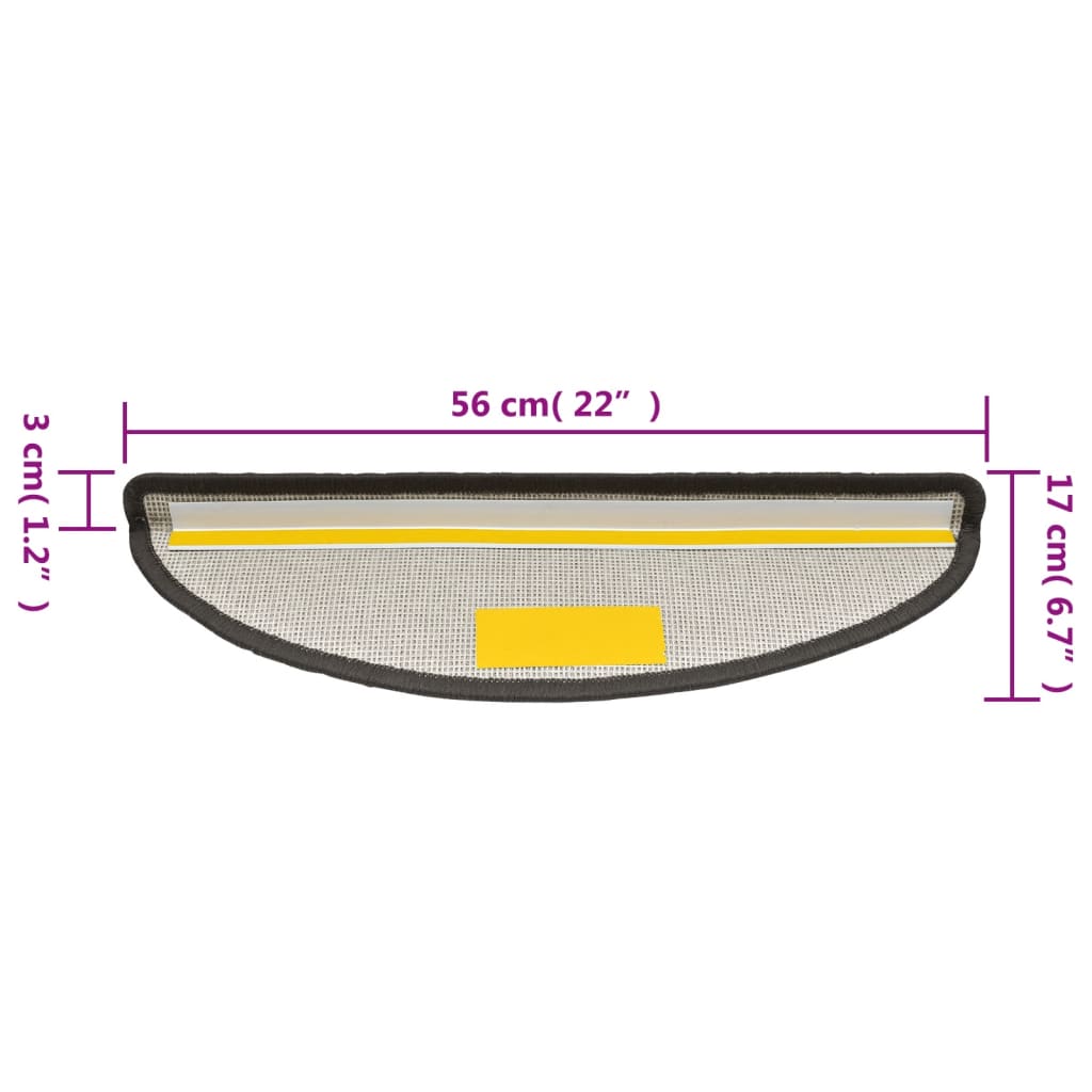 vidaXL Maty na schody 10 szt. 56x17x3 cm Ciemnoszary Półokrągły