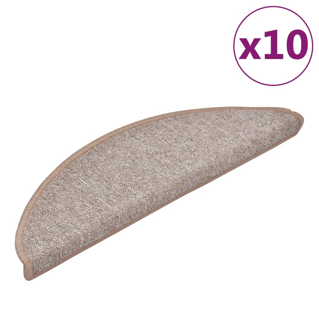 vidaXL Maty na schody 10 szt. 56x17x3 cm Jasnobrązowe półokrągłe