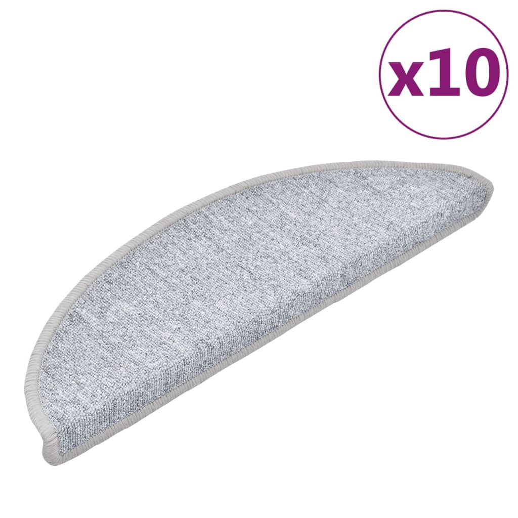 vidaXL Maty na schody 10 szt. 56x17x3 cm Jasnoszare półokrągłe