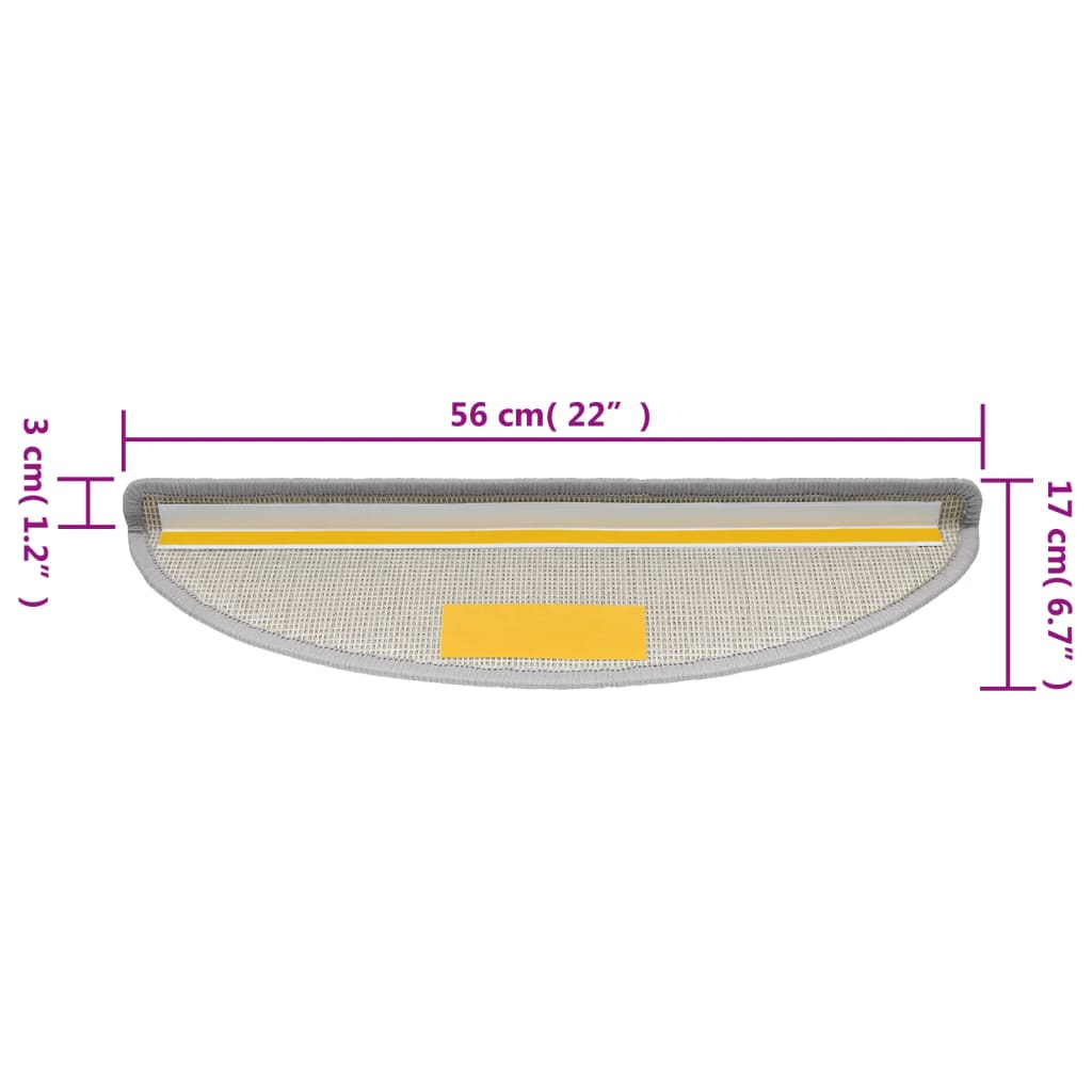 vidaXL Maty na schody 10 szt. 56x17x3 cm Jasnoszare półokrągłe