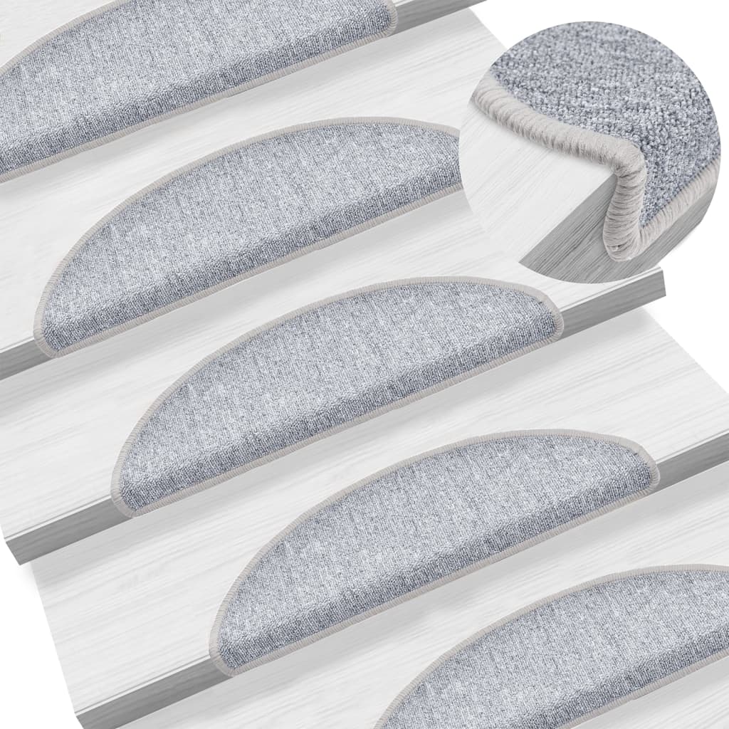 vidaXL Maty na schody 10 szt. 56x17x3 cm Jasnoszare półokrągłe
