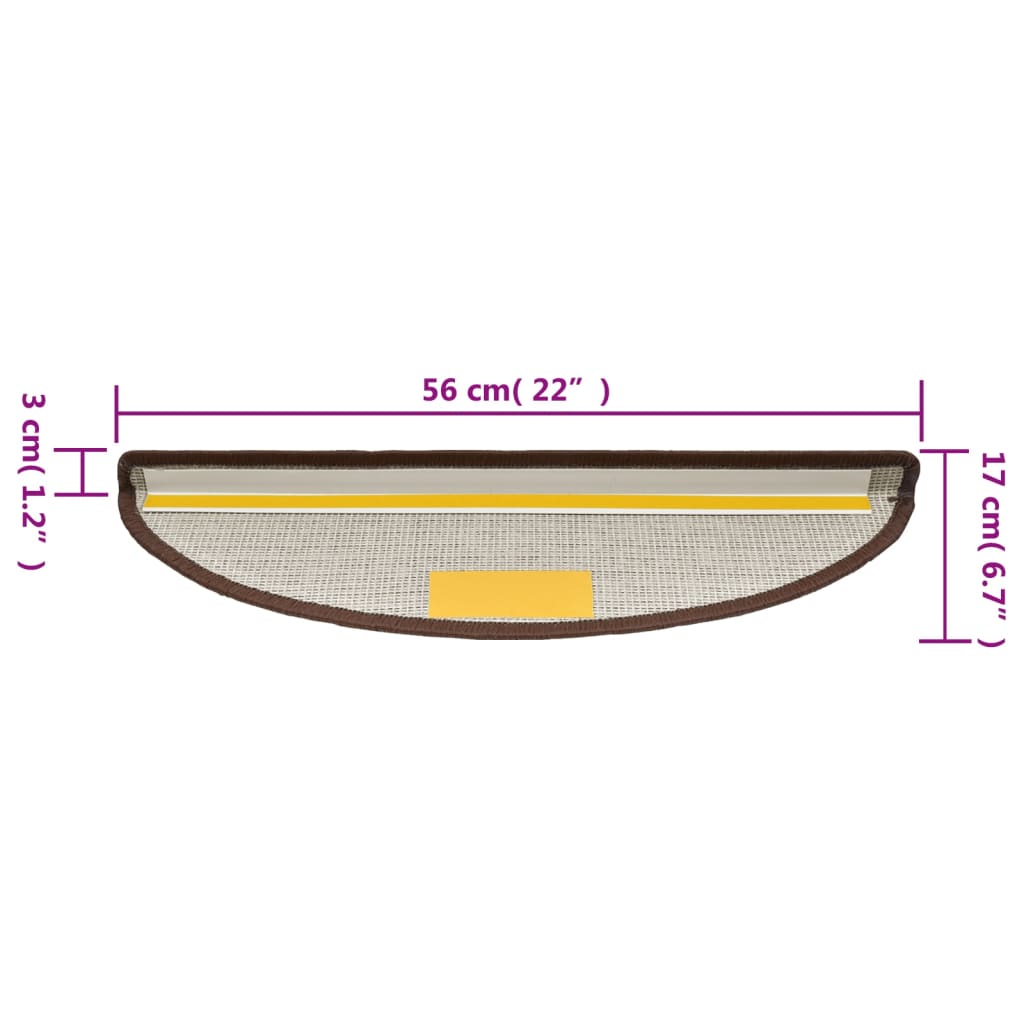 vidaXL Maty na schody 10 szt. 56x17x3 cm Brąz kawowy Półokrągły