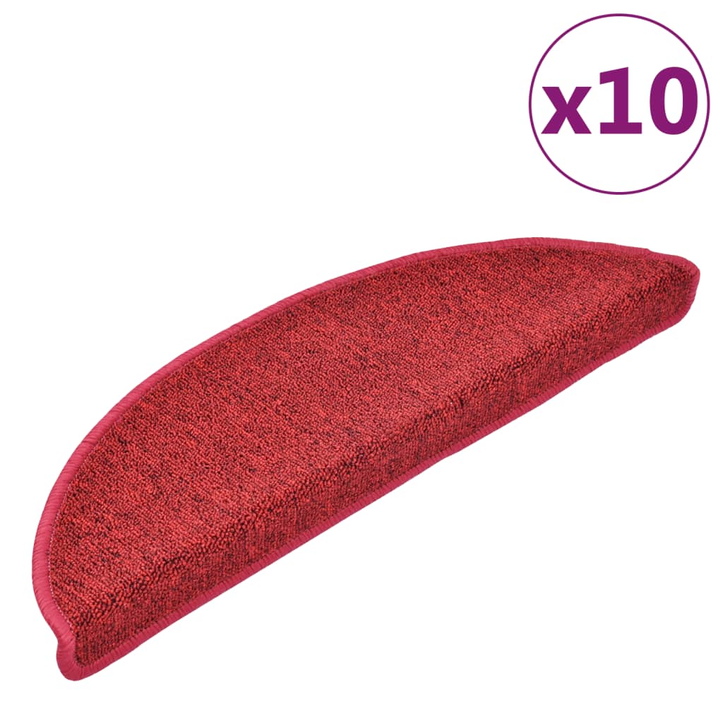 vidaXL Maty na schody 10 szt. 56x17x3 cm Czerwone Półokrągłe