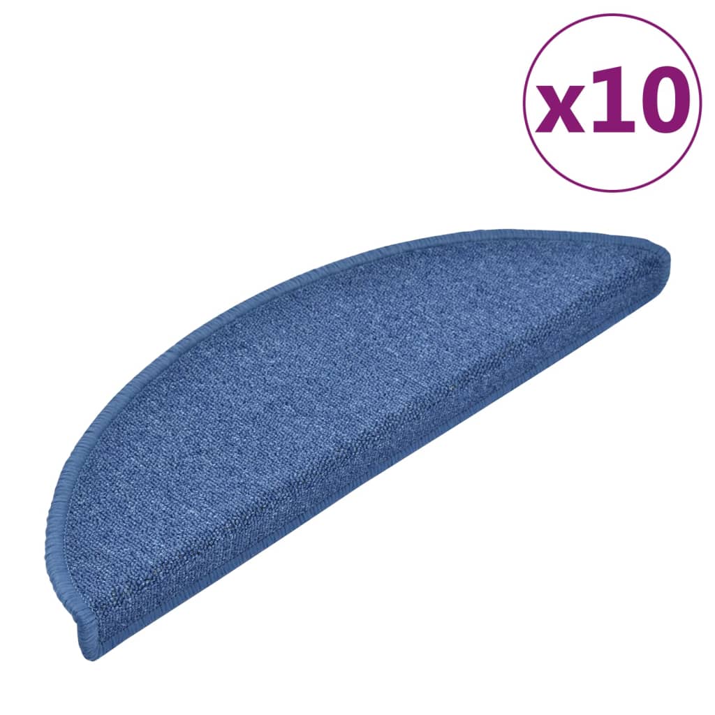 vidaXL Maty na schody 10 szt. 56x17x3 cm Niebieskie półokrągłe