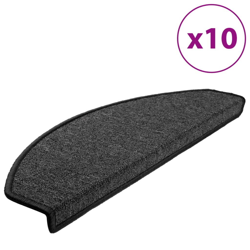 vidaXL Maty na schody 10 szt. 65x24x4 cm Antracytowe półokrągłe duże