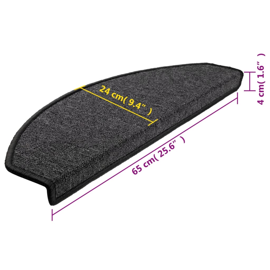 vidaXL Maty na schody 10 szt. 65x24x4 cm Antracytowe półokrągłe duże