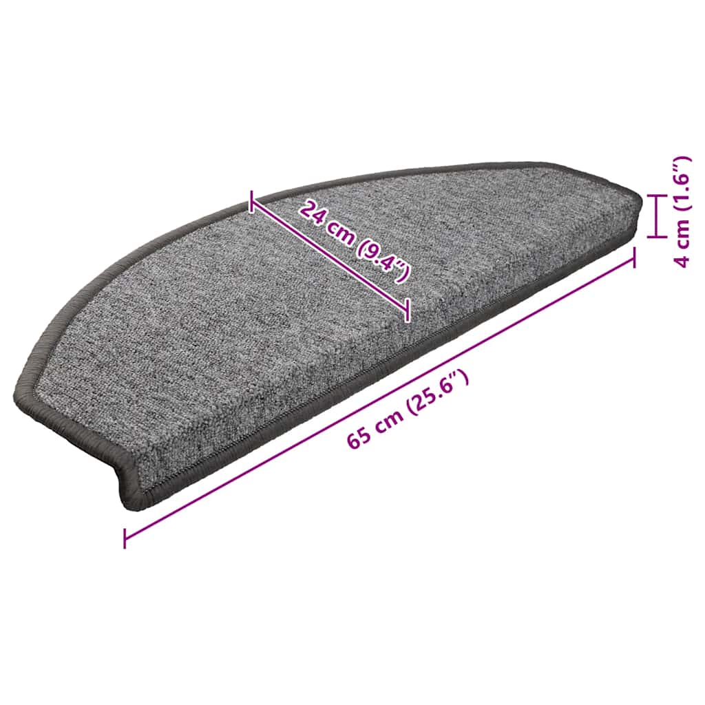 vidaXL Maty na schody 10 szt. 65x24x4 cm Ciemnoszare Półokrągłe Duże