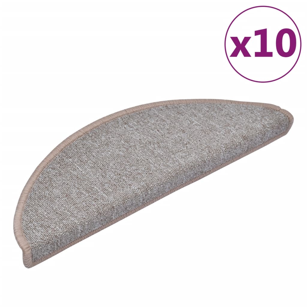 vidaXL Maty na schody 10 szt. 65x24x4 cm Jasnobrązowe, półokrągłe, duże