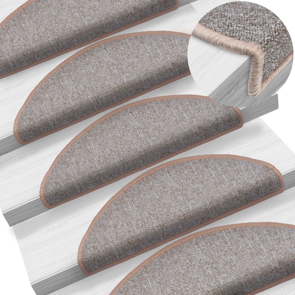 vidaXL Maty na schody 10 szt. 65x24x4 cm Jasnobrązowe, półokrągłe, duże