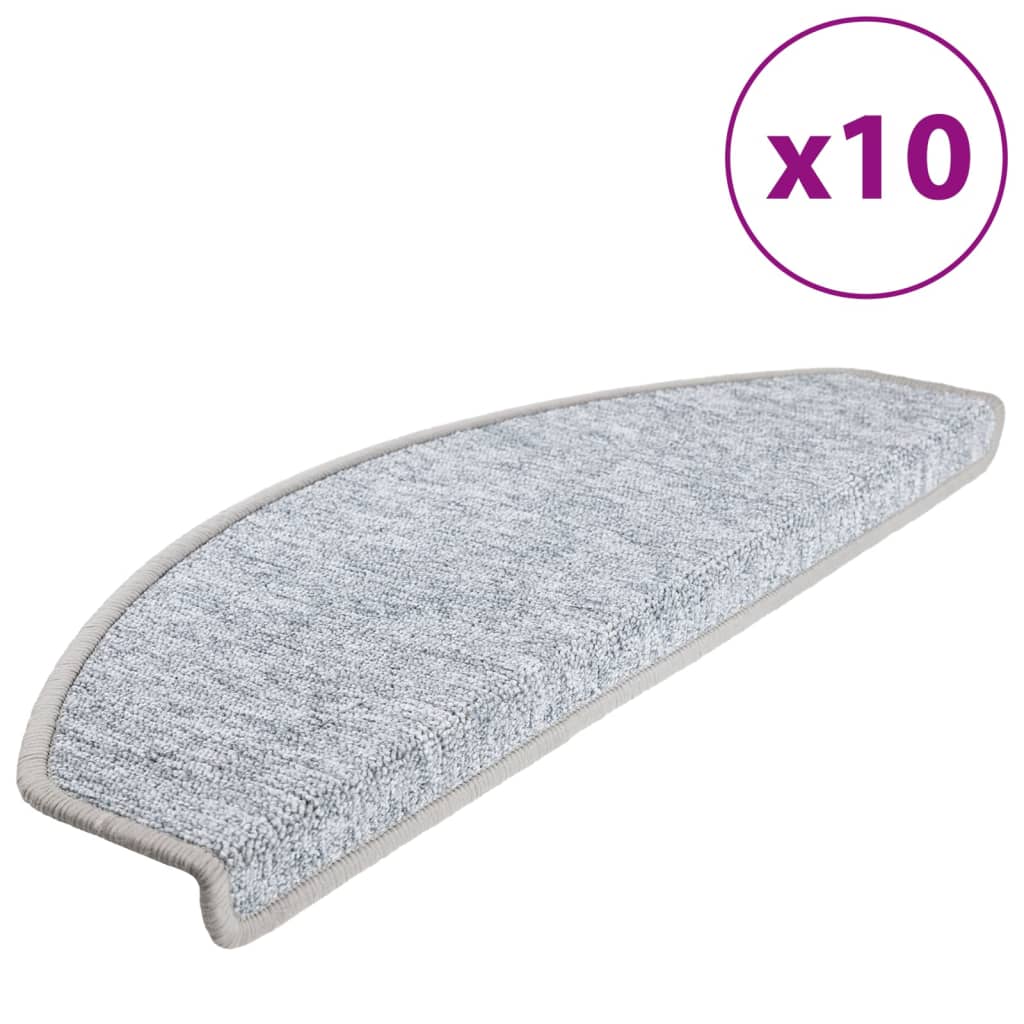vidaXL Maty na schody 10 szt. 65x24x4 cm Jasnoszare Półokrągłe Duże
