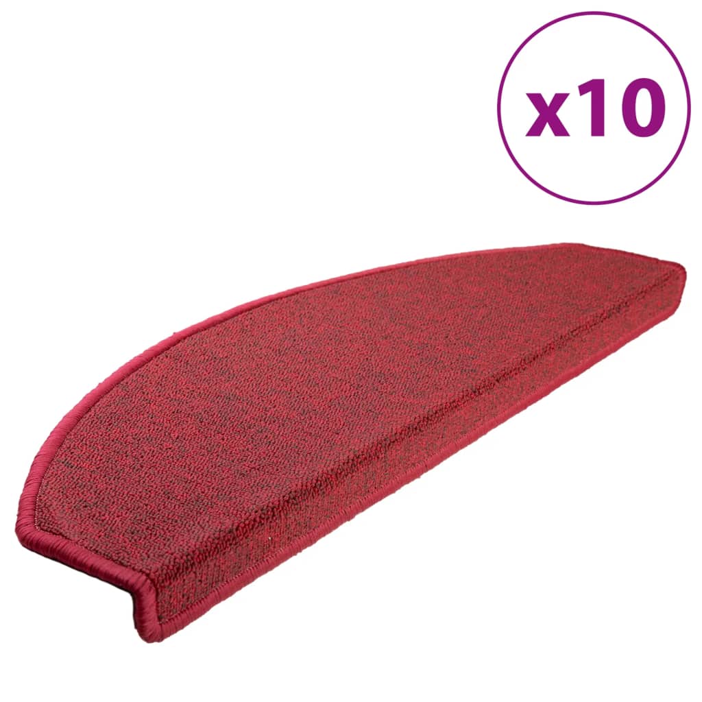 vidaXL Maty na schody 10 szt. 65x24x4 cm Czerwone Półokrągłe Duże