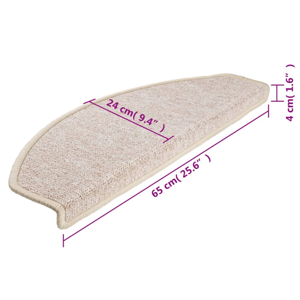 vidaXL Maty na schody 10 szt. 65x24x4 cm Taupe Półokrągłe Duże