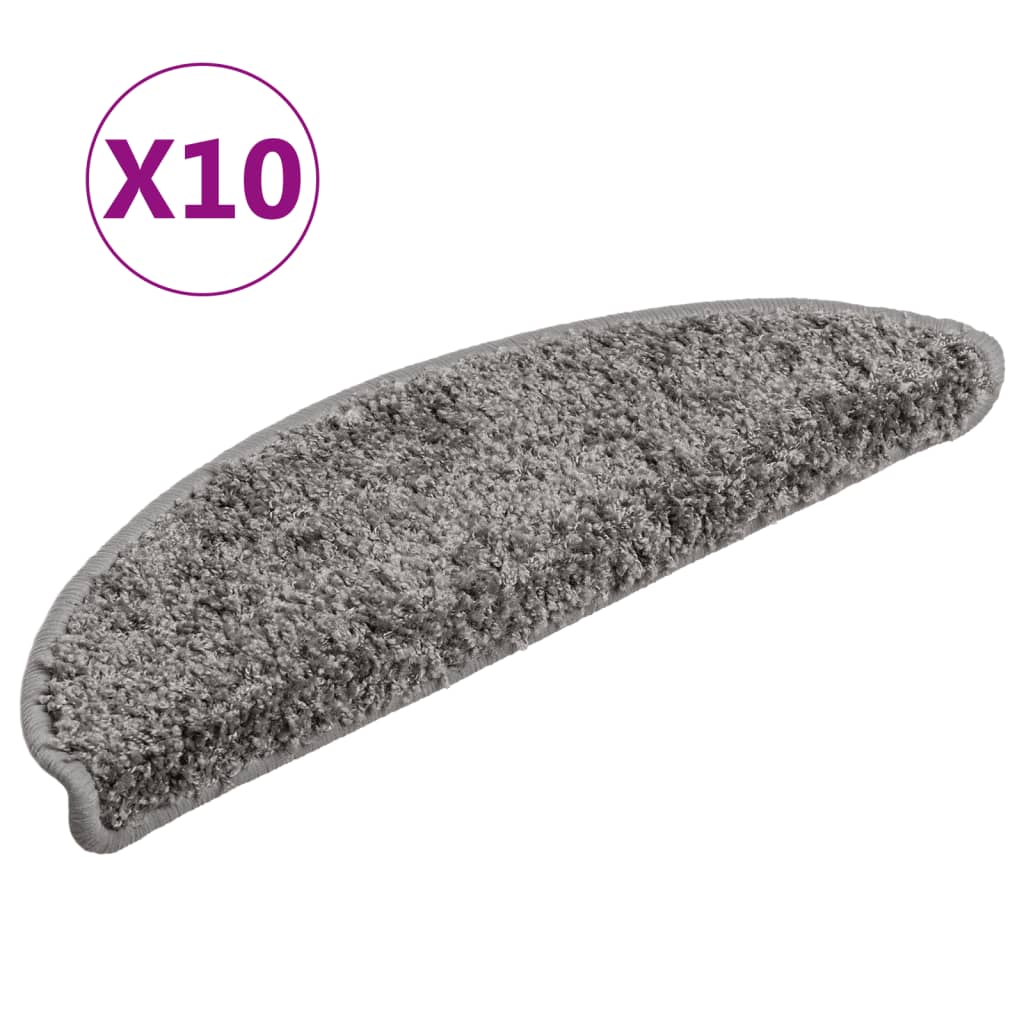 vidaXL Maty na schody 10 szt. 56x17x3 cm Szare półokrągłe