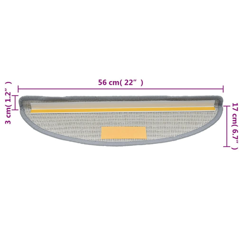 vidaXL Maty na schody 10 szt. 56x17x3 cm Szare półokrągłe