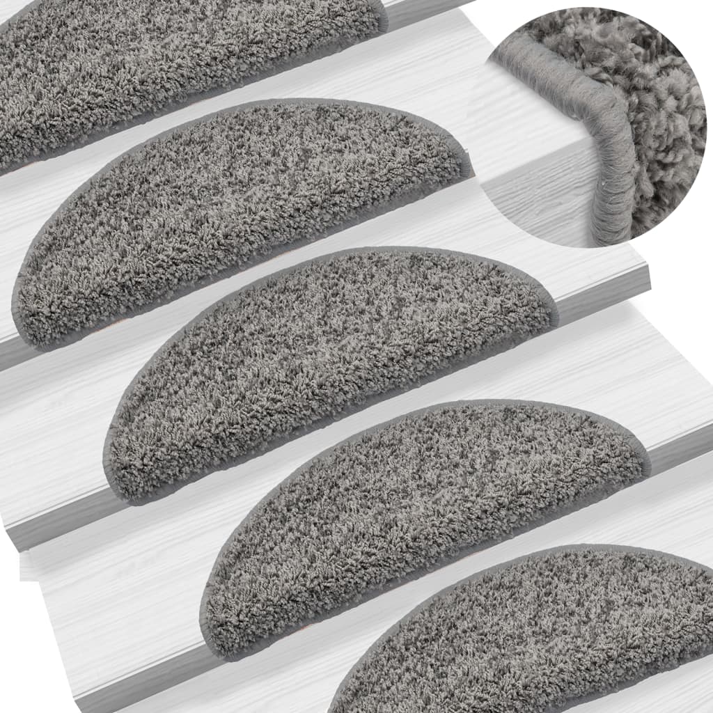 vidaXL Maty na schody 10 szt. 56x17x3 cm Szare półokrągłe