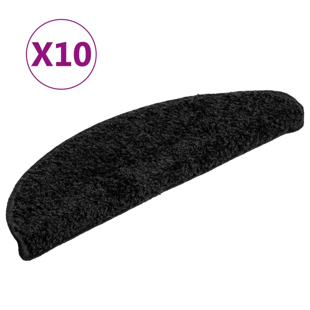 vidaXL Maty na schody 10 szt. 56x17x3 cm Czarne półokrągłe