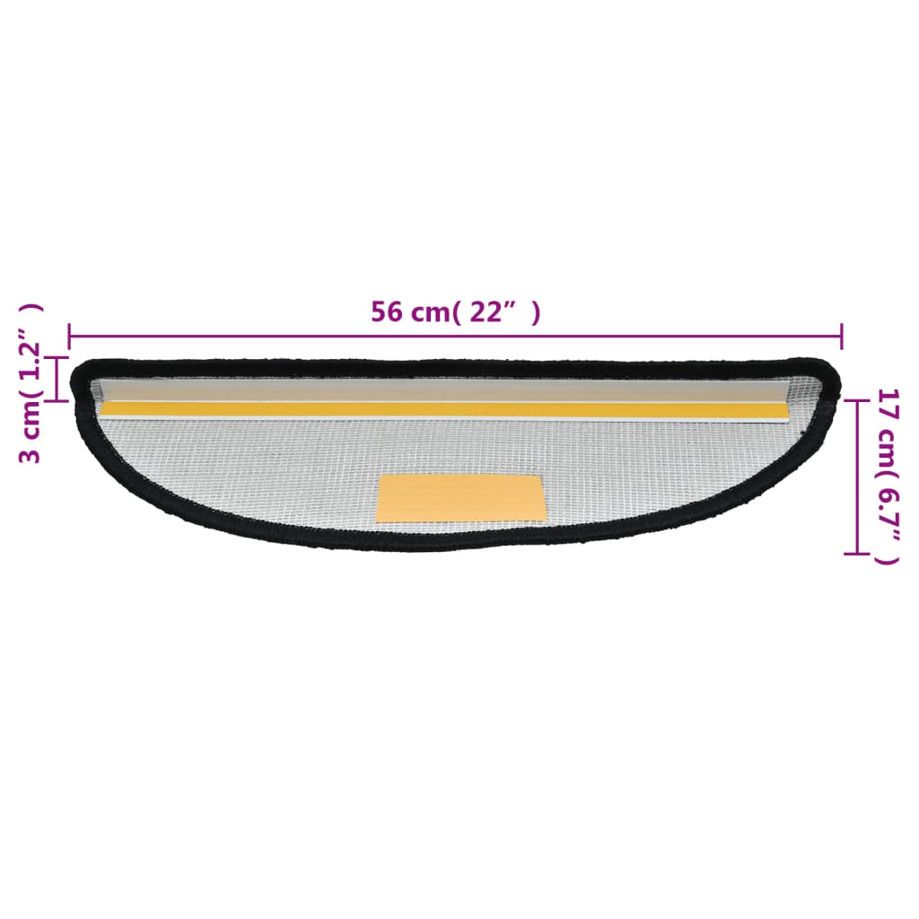 vidaXL Maty na schody 10 szt. 56x17x3 cm Czarne półokrągłe