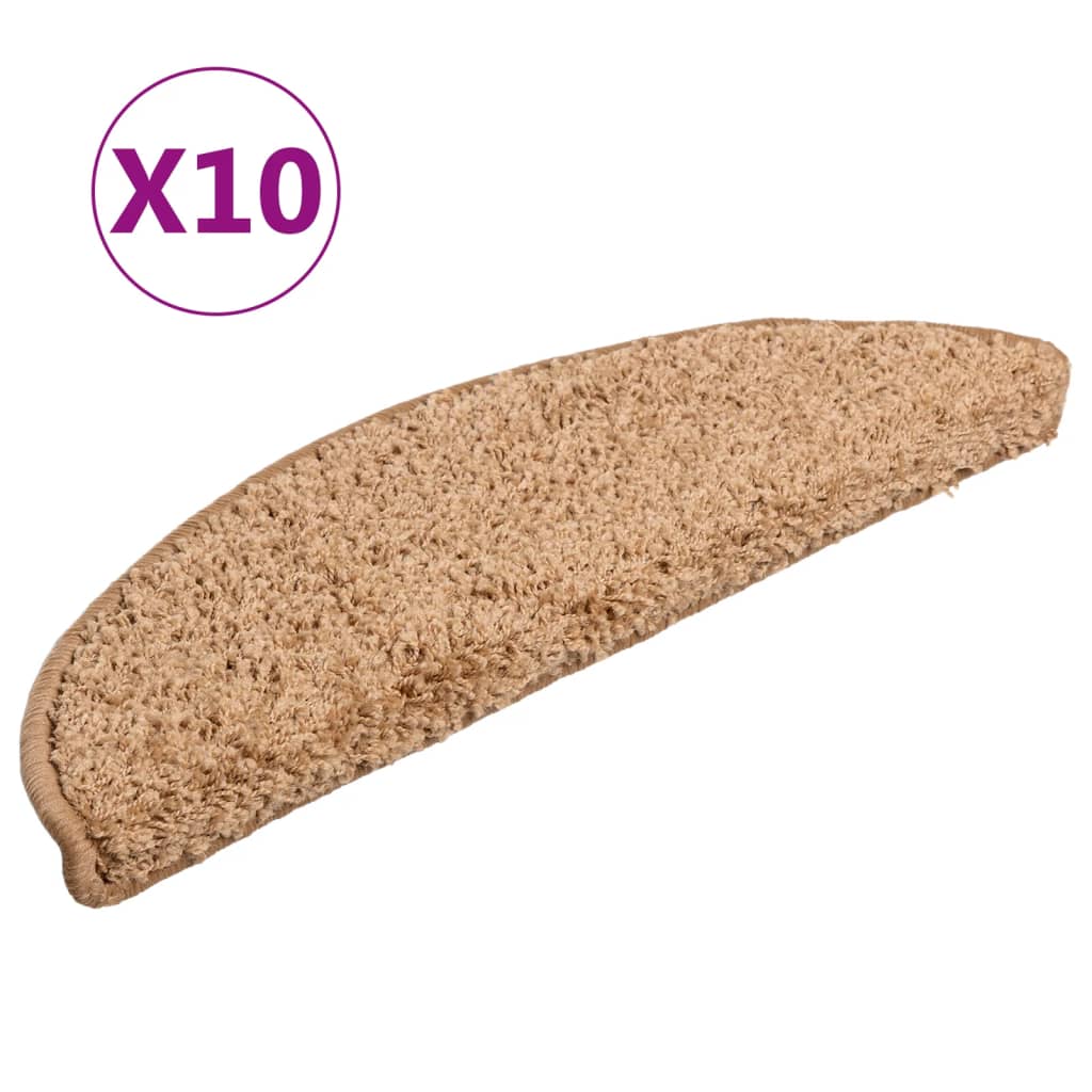 vidaXL Maty na schody 10 szt. 56x17x3 cm Beżowe półokrągłe