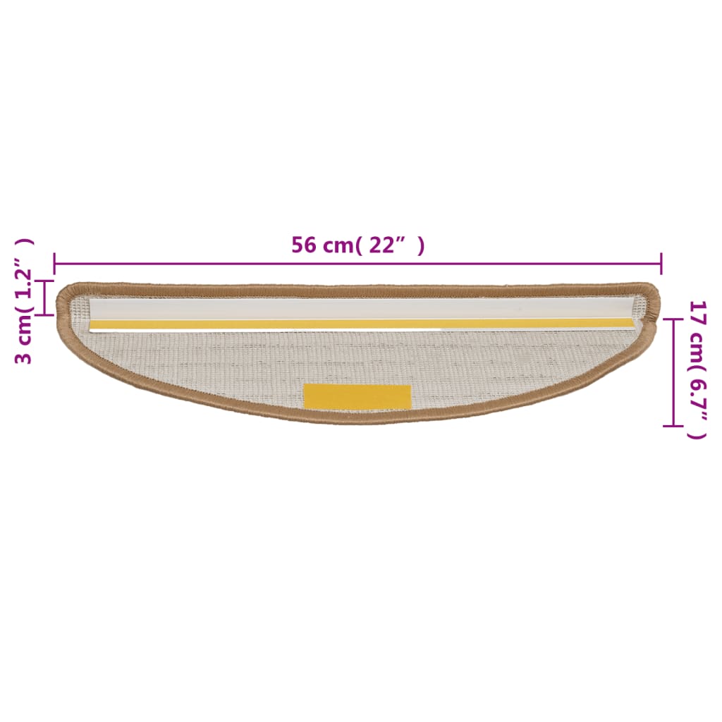 vidaXL Maty na schody 10 szt. 56x17x3 cm Beżowe półokrągłe