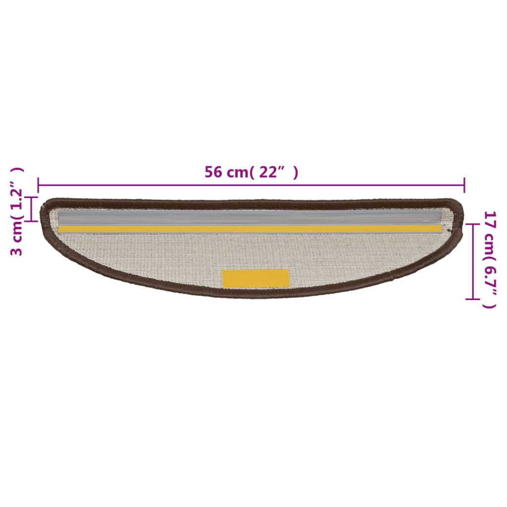 vidaXL Maty na schody 10 szt. 56x17x3 cm Brązowe półokrągłe