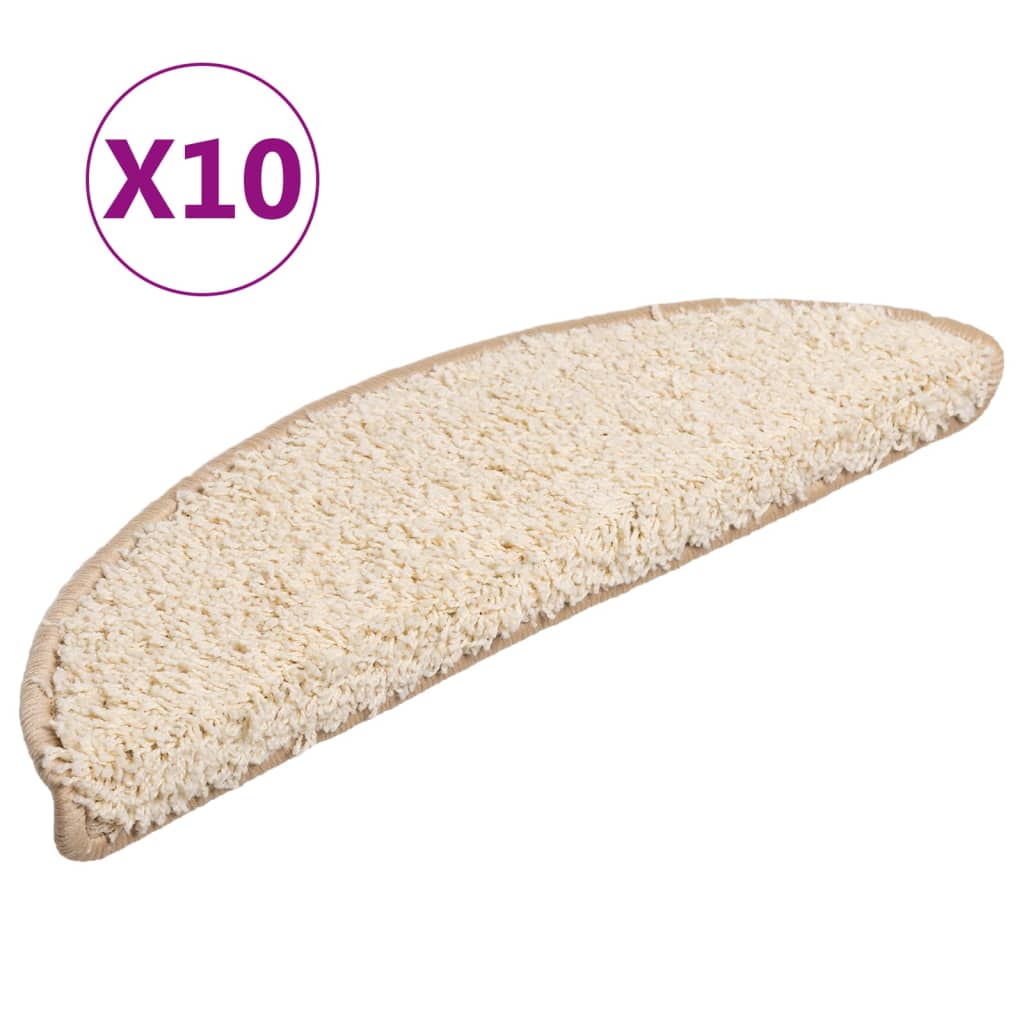 vidaXL Maty na schody 10 szt. 56x17x3 cm Kremowe półokrągłe