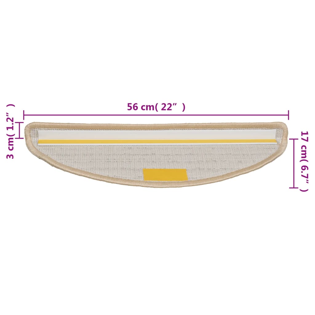 vidaXL Maty na schody 10 szt. 56x17x3 cm Kremowe półokrągłe
