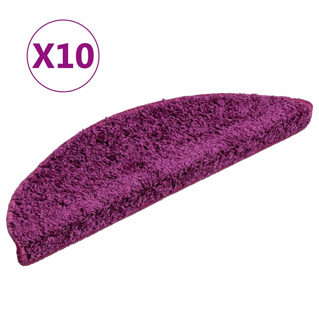 vidaXL Maty na schody 10 szt. 56x17x3 cm Fioletowe półokrągłe