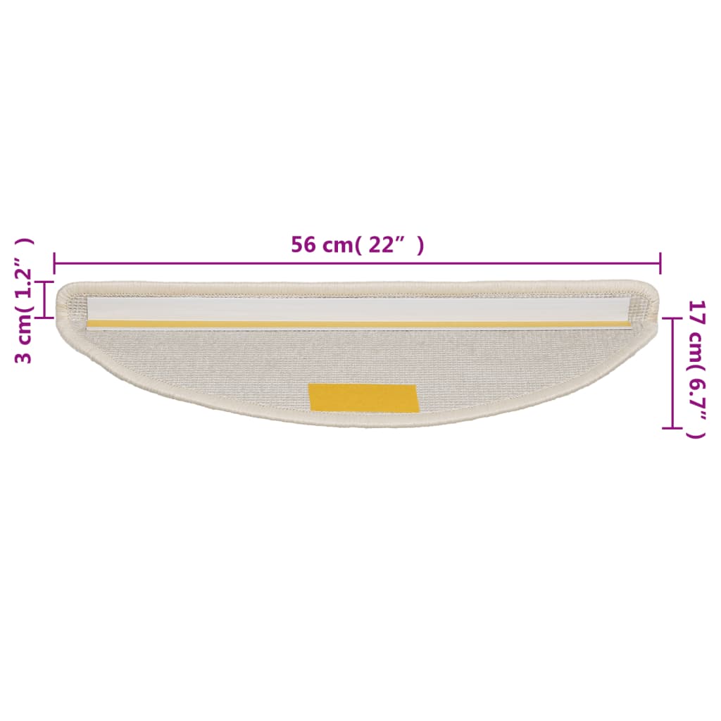 vidaXL Maty na schody 10 szt. 56x17x3 cm Białe półokrągłe