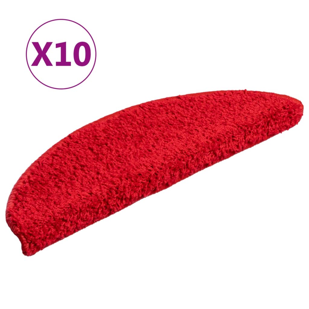 vidaXL Maty na schody 10 szt. 56x17x3 cm Czerwone półokrągłe