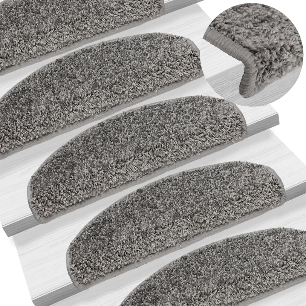 vidaXL Maty na schody 10 szt. 65x21x4 cm Szare półokrągłe duże